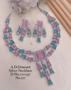2170 AD Party Wear Designer Diamond Silver Necklace Set Wholesale Online
